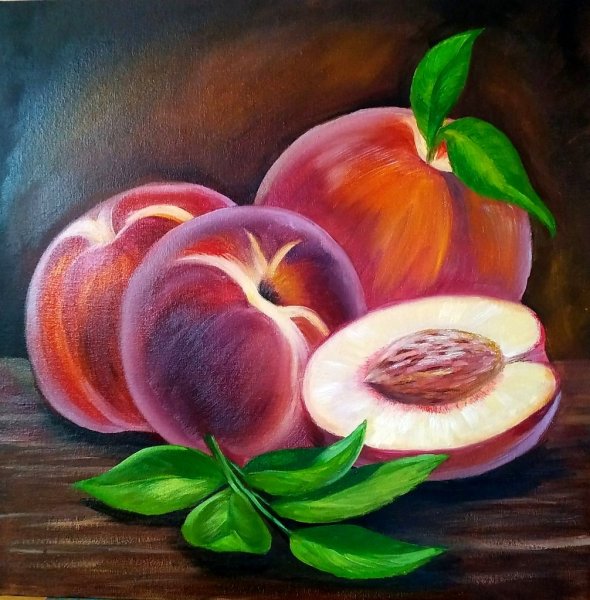 Персик гуашью