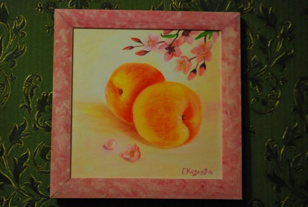 Персики маслом на холсте