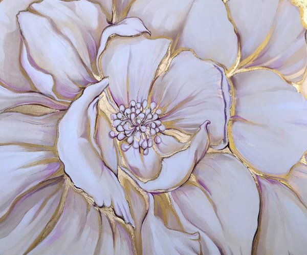 Картина цветы с поталью