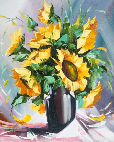 Подсолнухи мастихином мастер класс