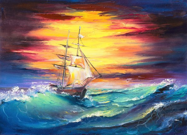 Море корабль акрил