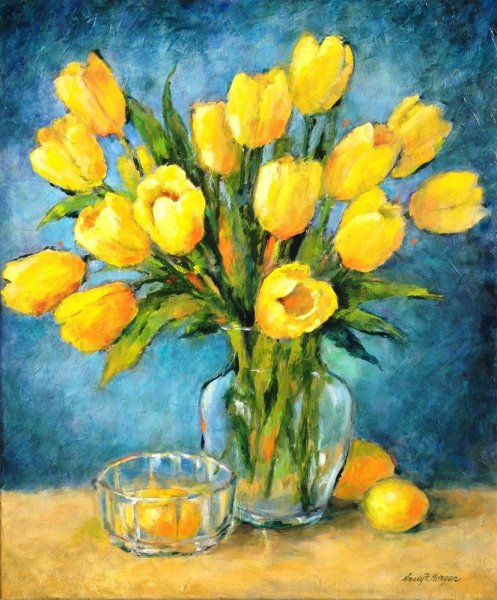 Желтые тюльпаны маслом