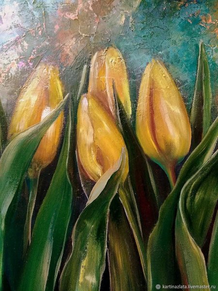 Тюльпаны акрилом и маслом
