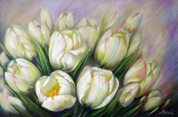 Белые тюльпаны живопись