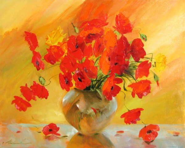 Натюрморт в желто-красных тонах