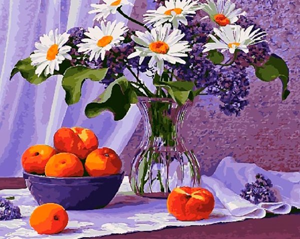 Натюрморт с цветами и фруктами