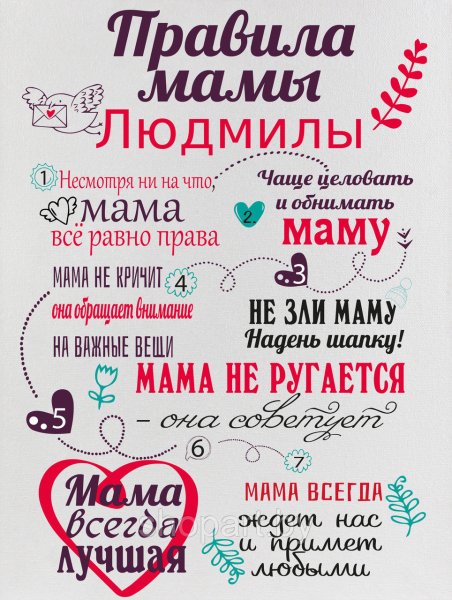 Постер " правила мамы"