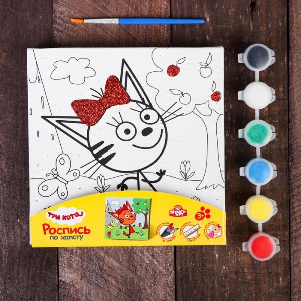 Роспись по холсту три кота