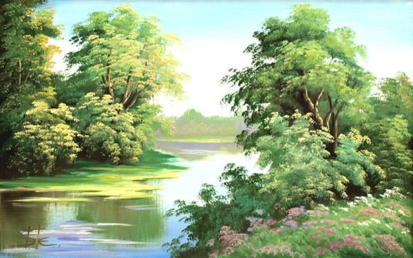 Летний пейзаж маслом на холсте