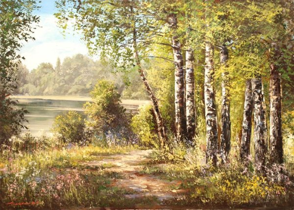 «Летний пейзаж с рекой» (1870 г.).