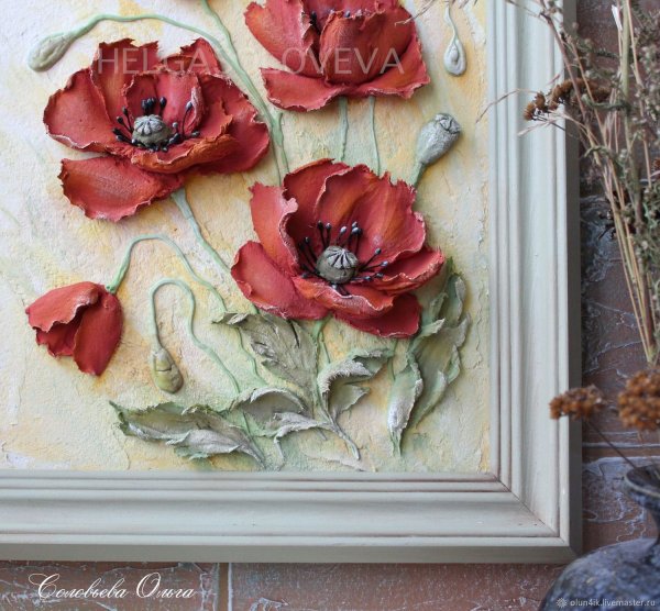 Объемные цветы текстурной пастой