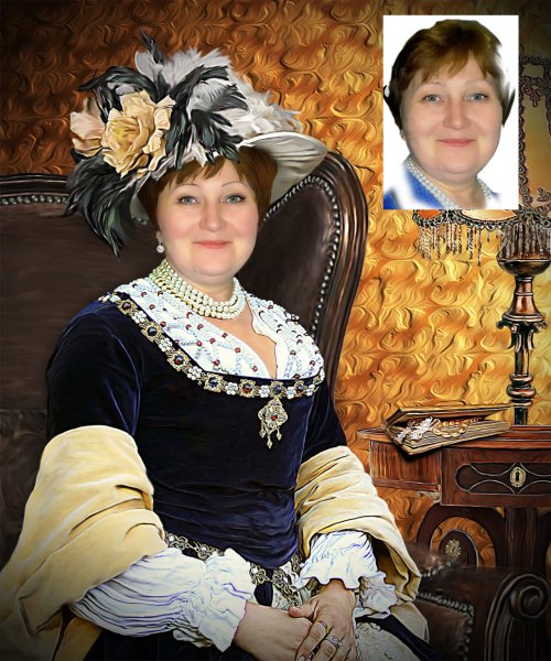 Фотопортрет женщины в образе на холсте