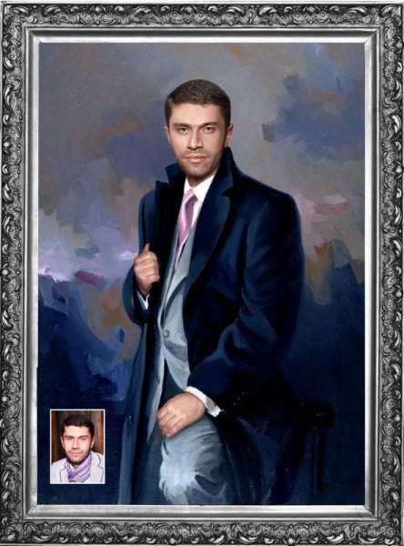 Фотопортрет женщины в образе на холсте