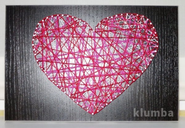 Картина из ниток и гвоздей сердце