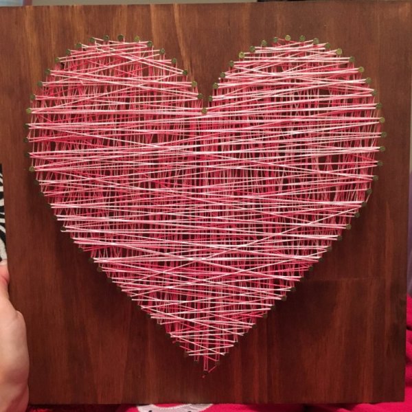Панно сердце из ниток