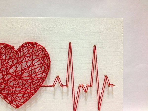 Панно сердце из ниток