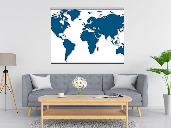 Карта мира на холсте на стену