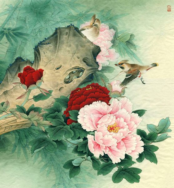 Китайская живопись пионы