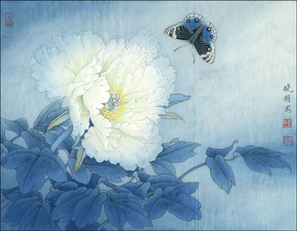 Голубые пионы в китайской живописи