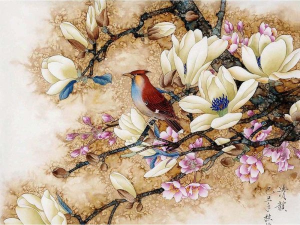 Чжин Хонгджун "Райские птицы" картина Райские птицы