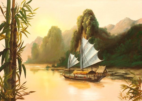 Японский пейзаж маслом