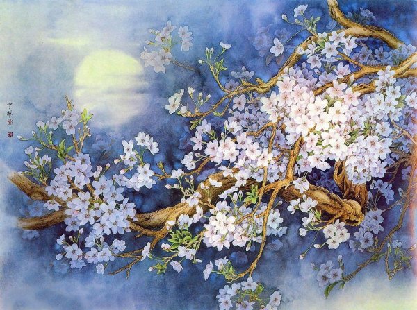 Японский пейзаж маслом