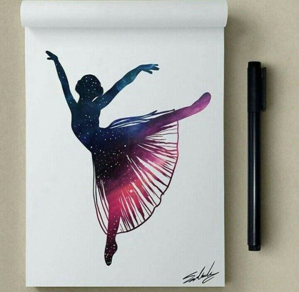 Балерина акварель фиолетовый