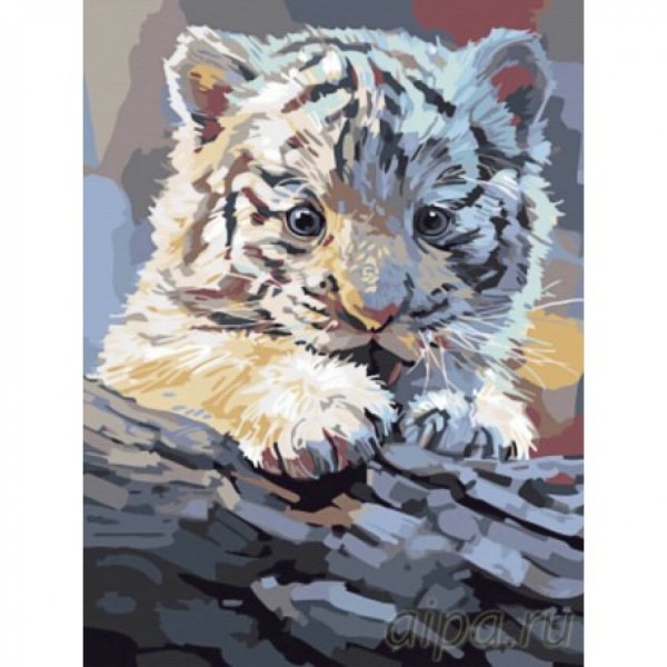 Алмазная мозаика белый тигр