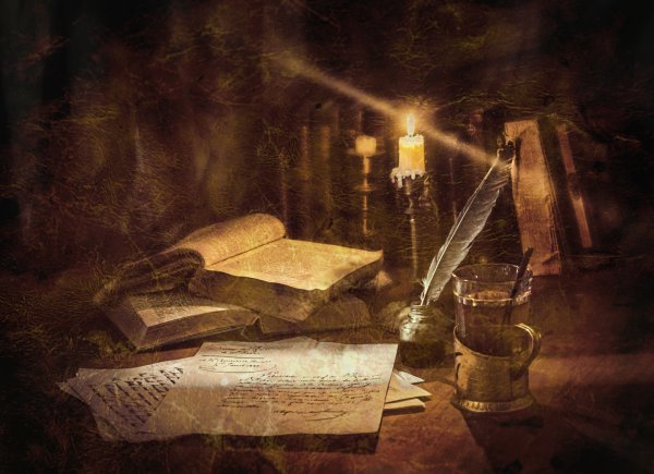 Натюрморт со свечой и пером