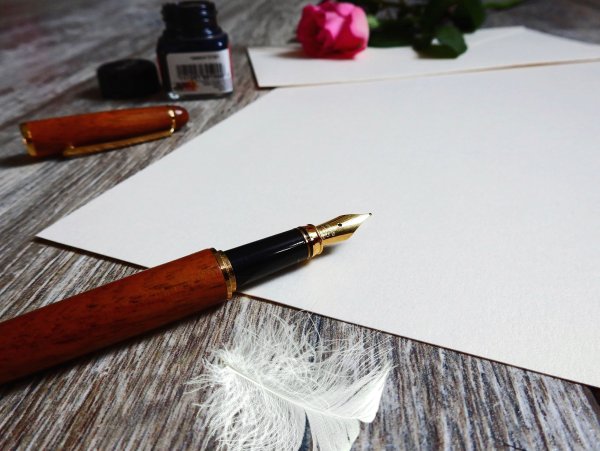 Перо с чернилами красивое
