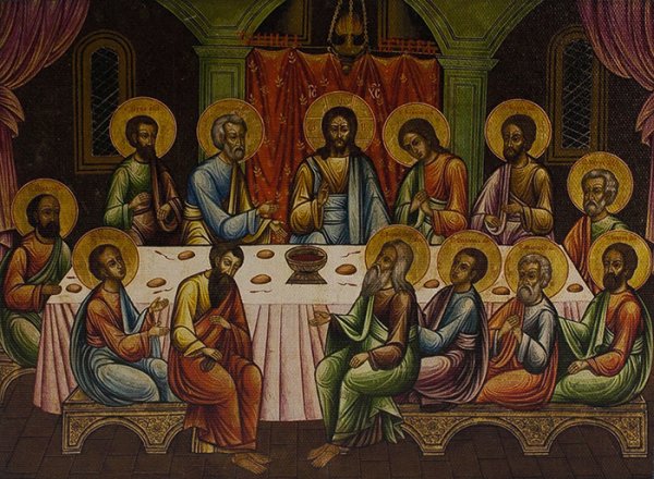 Икона Тайная вечеря на чеканке