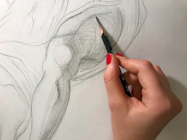 Картина углем на холсте