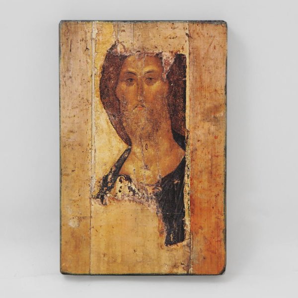 Старинная икона лик Иисуса Христа на дереве