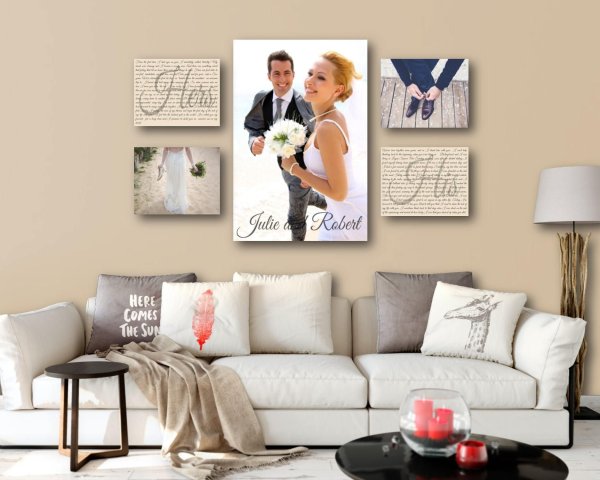 Свадебный фотоколлаж на холсте на стену