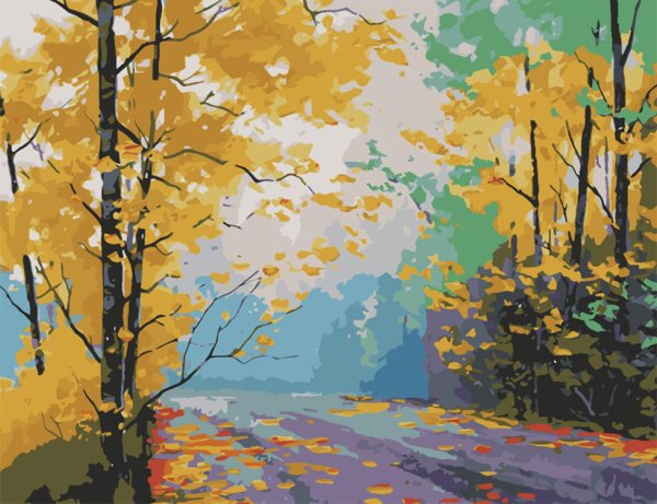 Осенний пейзаж гуашью