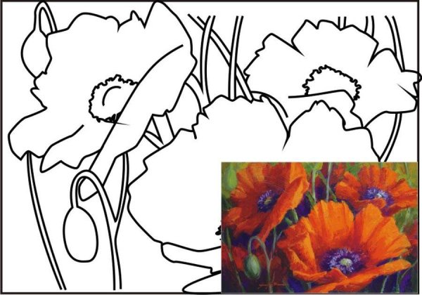 Картины контуром на холсте