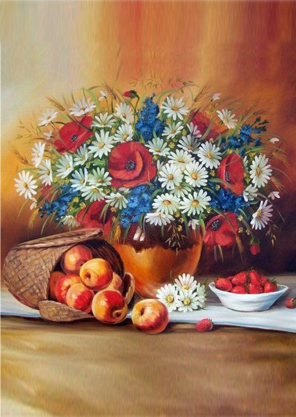 Натюрморт с маками и фруктами
