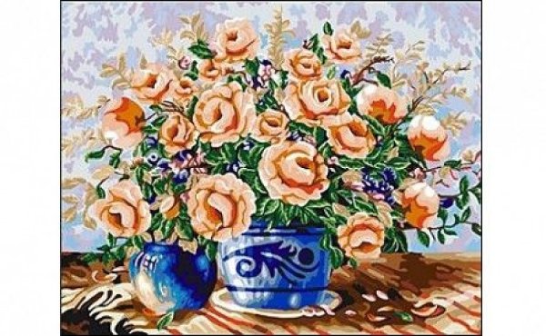 Раскраска по номерам ваза с цветами