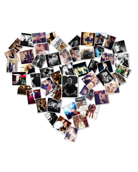 Сердце из фотографий на холсте