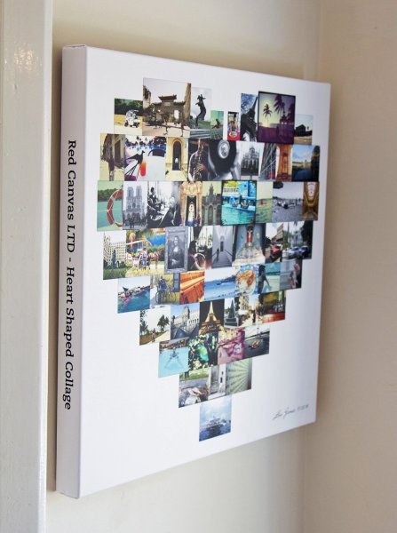 Сердце из фотографий на ватмане