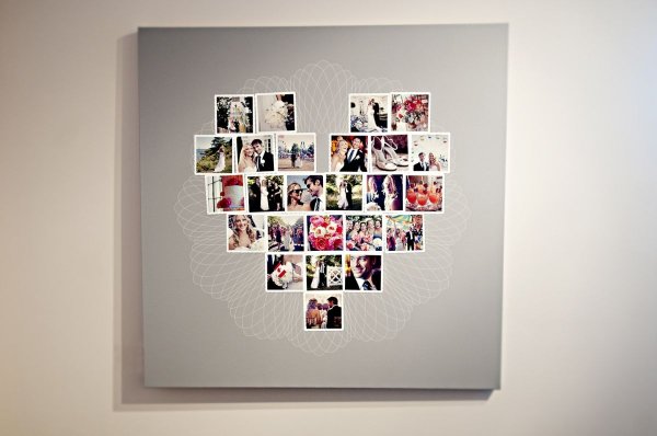 Сердце из фотографий на ватмане