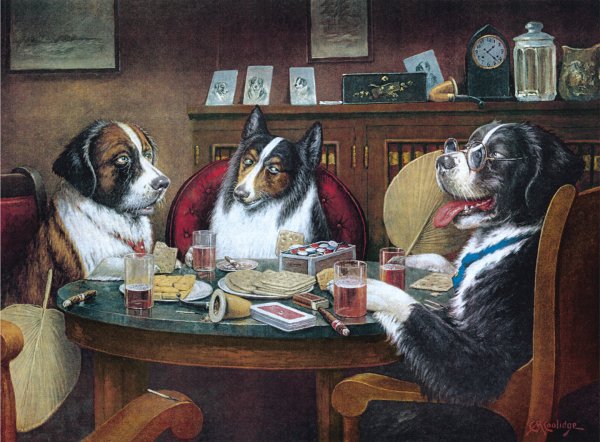 Картина по номерам собаки играющие в Покер