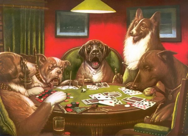 Кассиус Кулидж собаки играющие в Покер