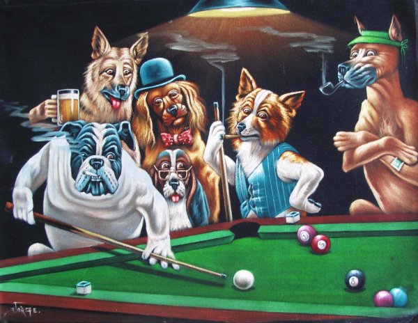 Гобелен картина собаки играющие в Покер