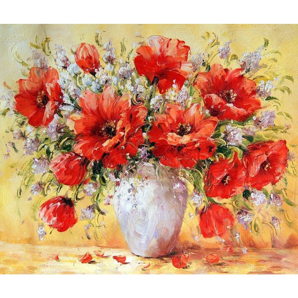 Картина маслом "цветы на столе" Якущенко