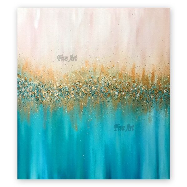 Бирюза с золотом интерьерная живопись