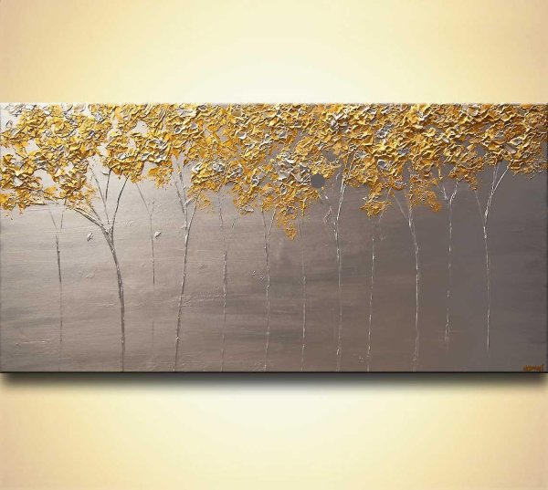 Абстрактная живопись с золотой поталью