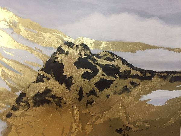 Картина парусники с золотой поталью