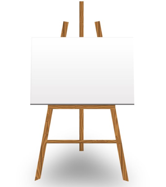 Мольберт на белом фоне сзади