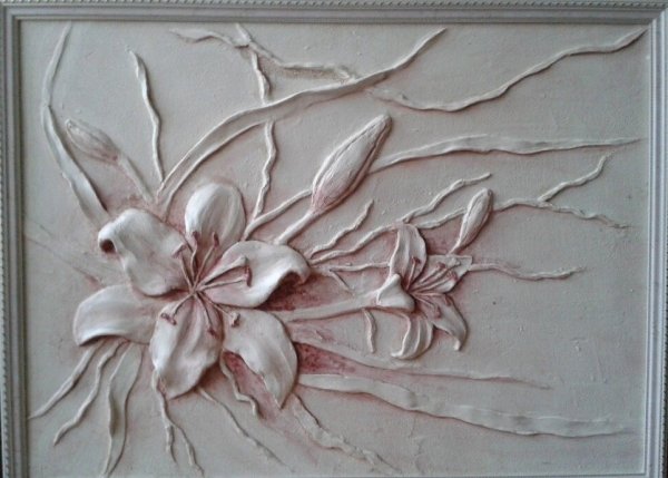 Панно цветы из шпаклевки